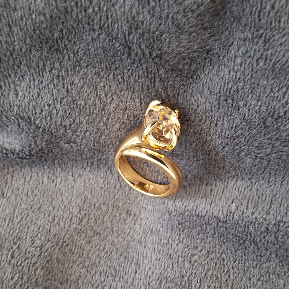Alexis Bittar Gold Wrap Ring With Citrine Color Stone Size 7 - Picture 3 of 4